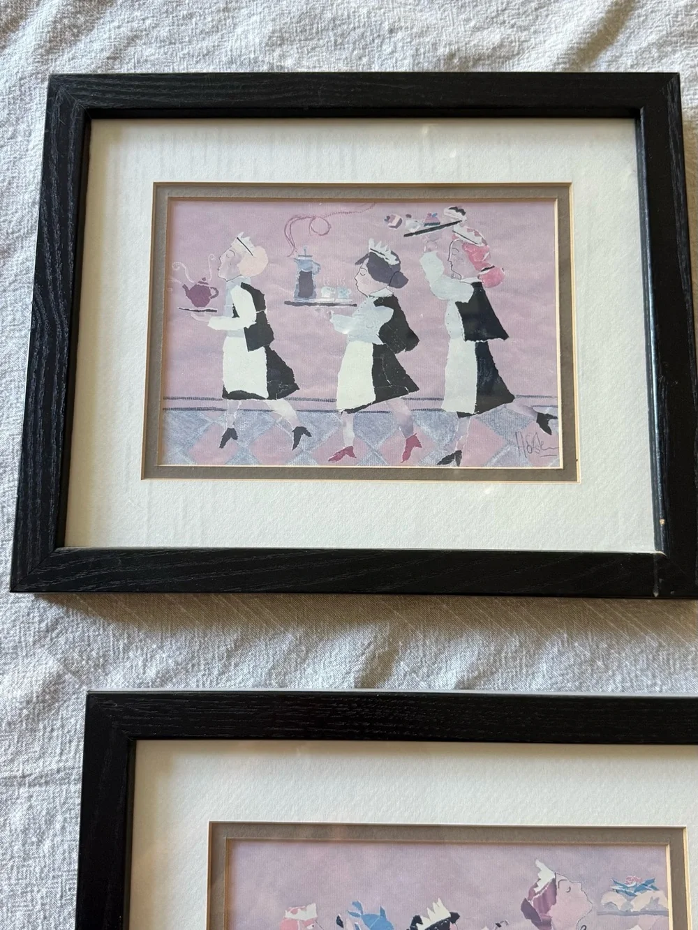Framed Pink and Black Maid Silhouette Wall Art - Unbranded